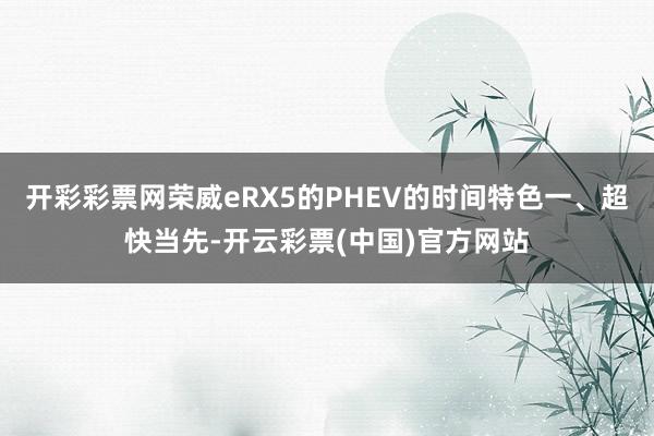 开彩彩票网荣威eRX5的PHEV的时间特色一、超快当先-开云彩票(中国)官方网站