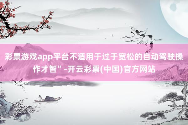 彩票游戏app平台不适用于过于宽松的自动驾驶操作才智”-开云彩票(中国)官方网站