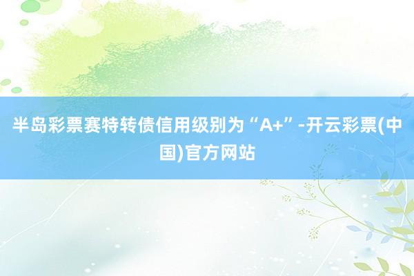 半岛彩票赛特转债信用级别为“A+”-开云彩票(中国)官方网站