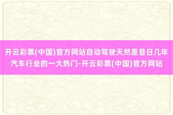 开云彩票(中国)官方网站自动驾驶天然是昔日几年汽车行业的一大热门-开云彩票(中国)官方网站