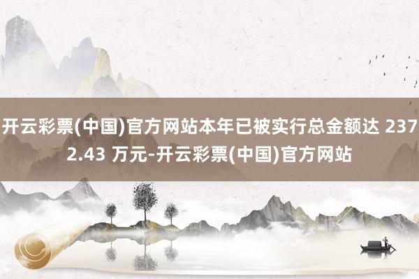 开云彩票(中国)官方网站本年已被实行总金额达 2372.43 万元-开云彩票(中国)官方网站